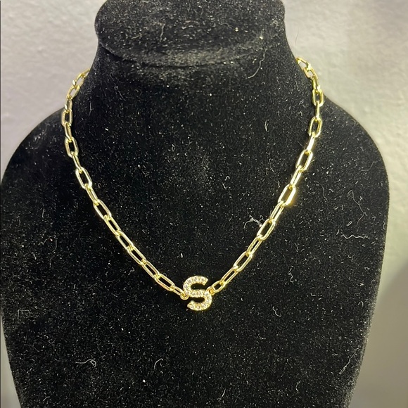 Gold Initial S  Bracelet with Crystal Accents # 114 - Picture 1 of 4